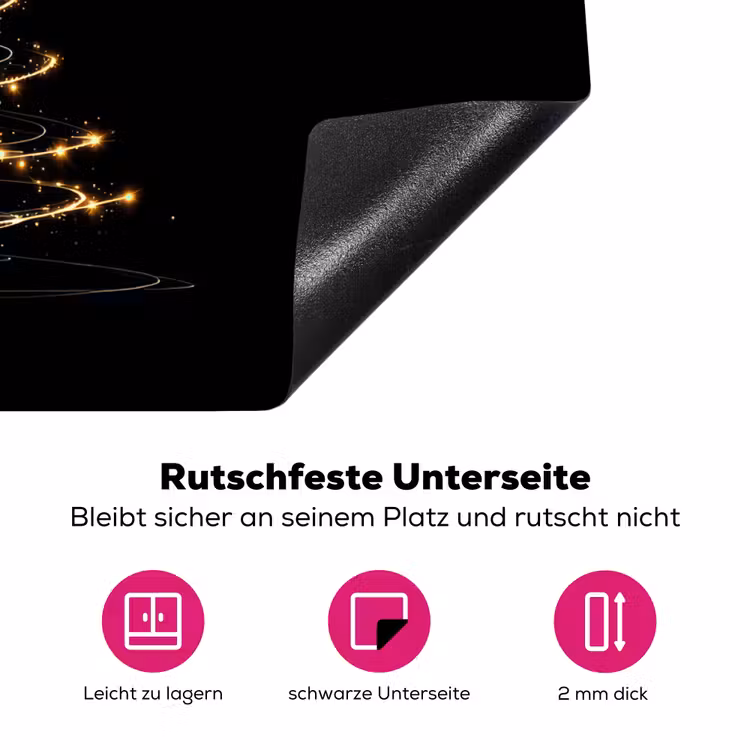 Magisch - Kerstboom - Lichtspiralen - Zwart Inductie beschermer vinyl 3mm klein -zzzzzzz-lf-onderkant