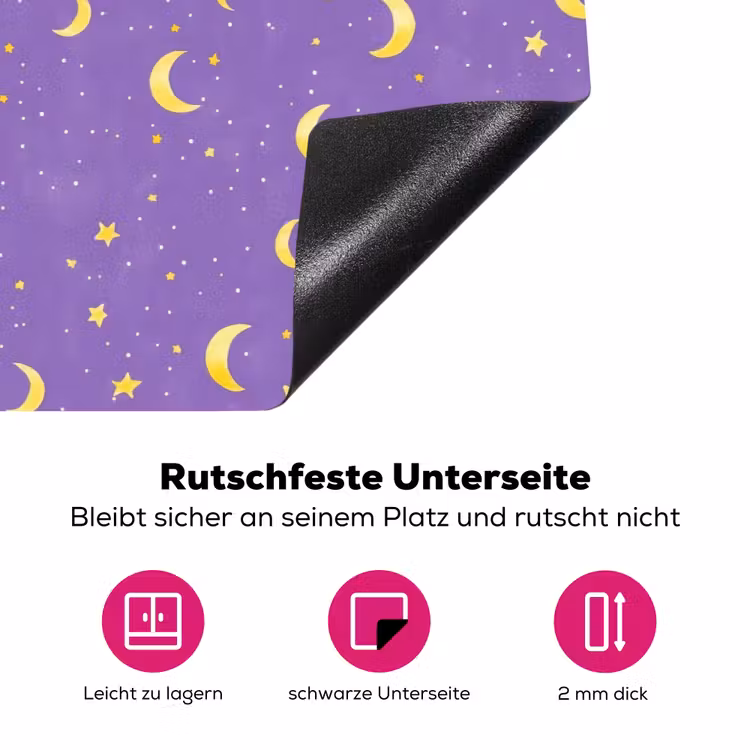 Manen - Sterren - Paars Inductie beschermer vinyl 3mm klein 276 -zzzzzzz-lf-onderkant