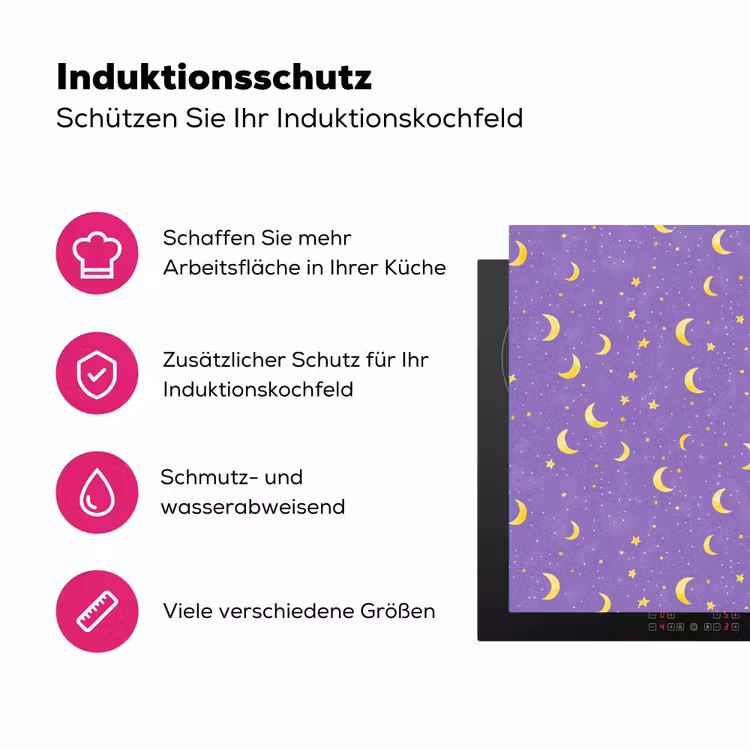 Manen - Sterren - Paars Inductie beschermer vinyl 3mm klein 276 -zzzzzzz-lf-ups