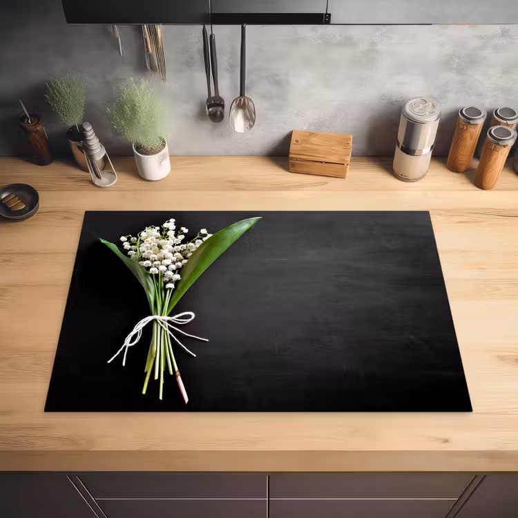 Lelietjes van dalen - Bloemen - Strik Inductie beschermer vinyl 3mm klein -sfeer5