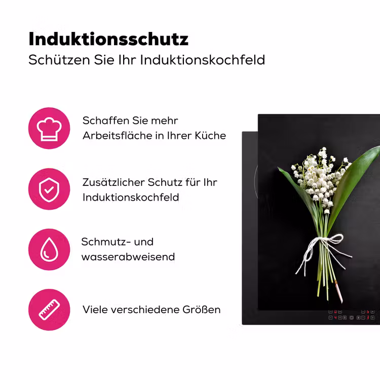 Lelietjes van dalen - Bloemen - Strik - Flora Inductie beschermer vinyl 3mm middel -zzzzzzz-lf-ups