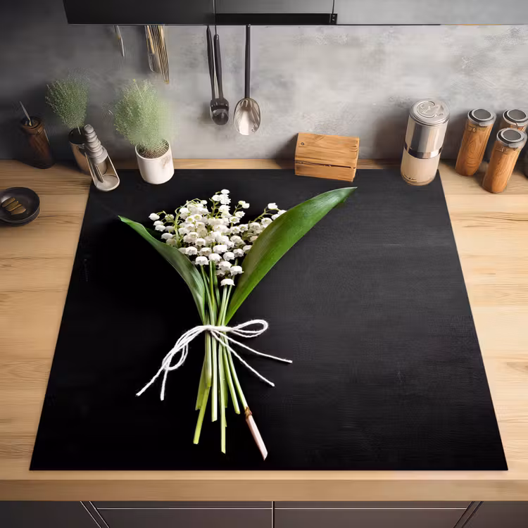 Lelietjes van dalen - Bloemen - Stilleven - Flora Inductie beschermer vinyl 3mm middel -sfeer5