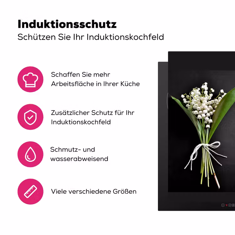 Lelietjes van dalen - Bloemen - Stilleven - Flora Inductie beschermer vinyl 3mm middel -zzzzzzz-lf-ups