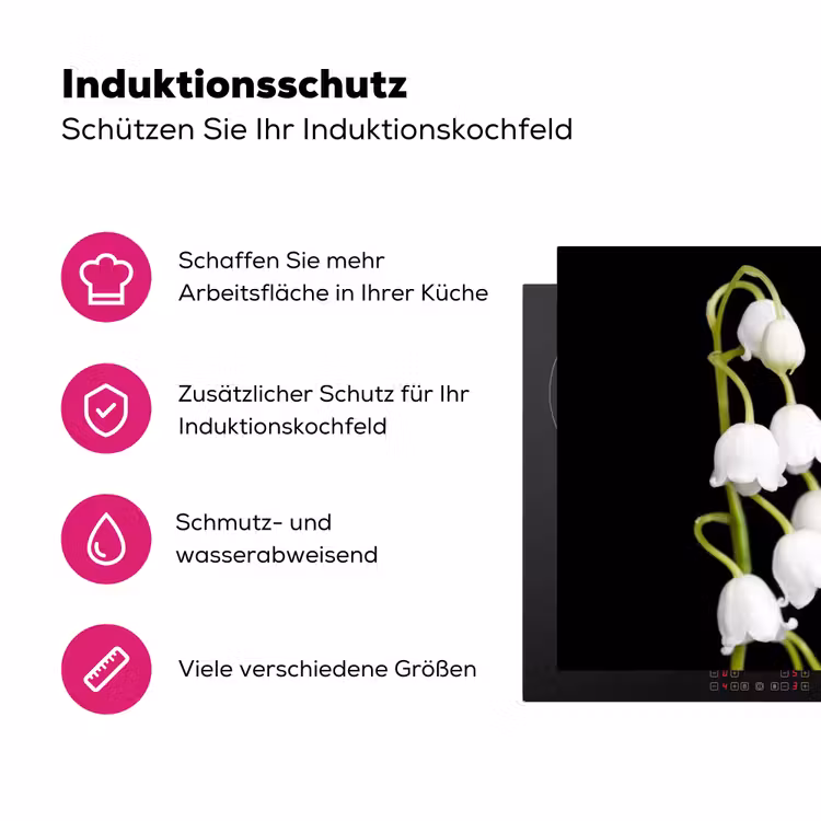 Lelietjes-van-dalen tegen Nacht Inductie beschermer vinyl 3mm klein -zzzzzzz-lf-ups