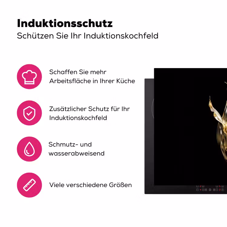 Mais - Eten - Goud - Zwart Inductie beschermer vinyl 3mm klein -zzzzzzz-lf-ups