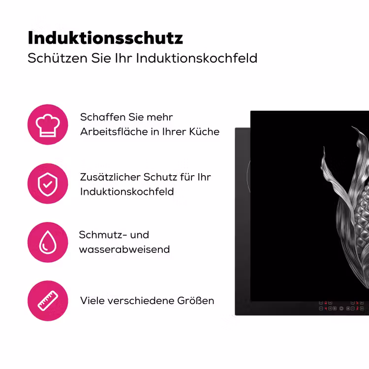 Maïskolf - Glanzend metaal - Elegant Inductie beschermer vinyl 3mm klein -zzzzzzz-lf-ups