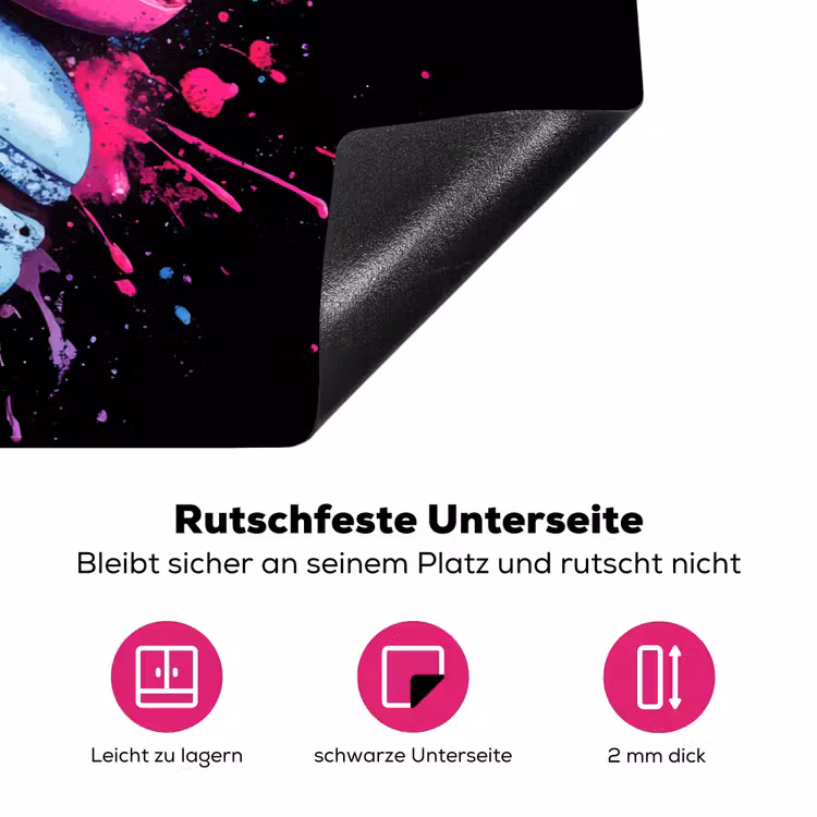 Macarons - Dessert - Graffiti - Kleurrijk - Roze - Blauw - Geel Inductie beschermer vinyl 3mm klein -zzzzzzz-lf-onderkant