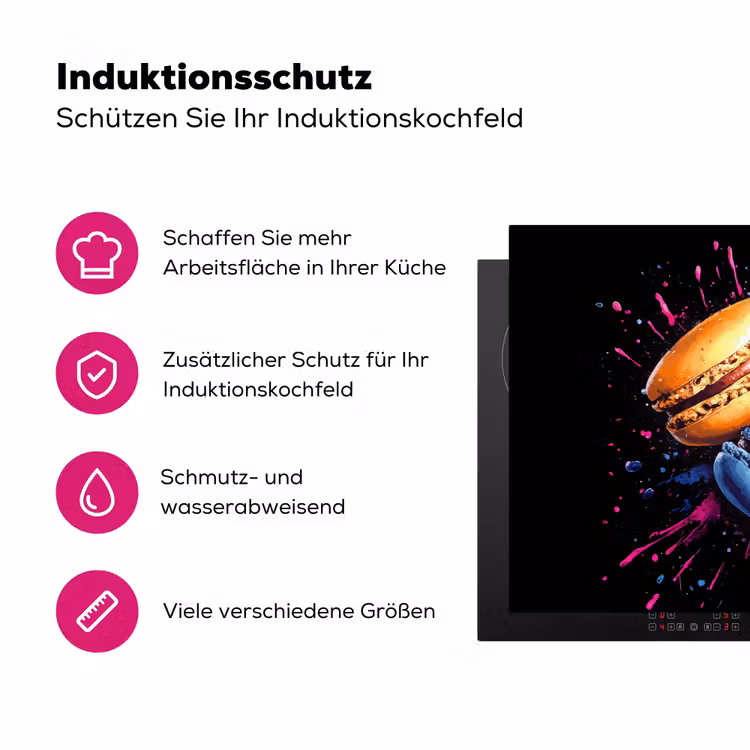 Macarons - Dessert - Graffiti - Kleurrijk - Roze - Blauw - Geel Inductie beschermer vinyl 3mm klein -zzzzzzz-lf-ups