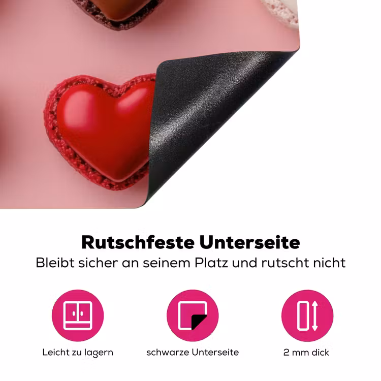 Macarons - Hartjes - Kleurrijk - Roze Inductie beschermer vinyl 3mm klein -zzzzzzz-lf-onderkant