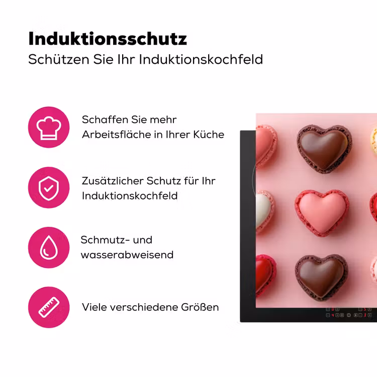 Macarons - Hartjes - Kleurrijk - Roze Inductie beschermer vinyl 3mm klein -zzzzzzz-lf-ups