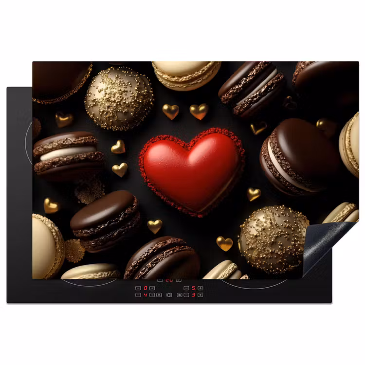 Macarons - Rood - Hart Inductie beschermer vinyl 3mm klein -3d