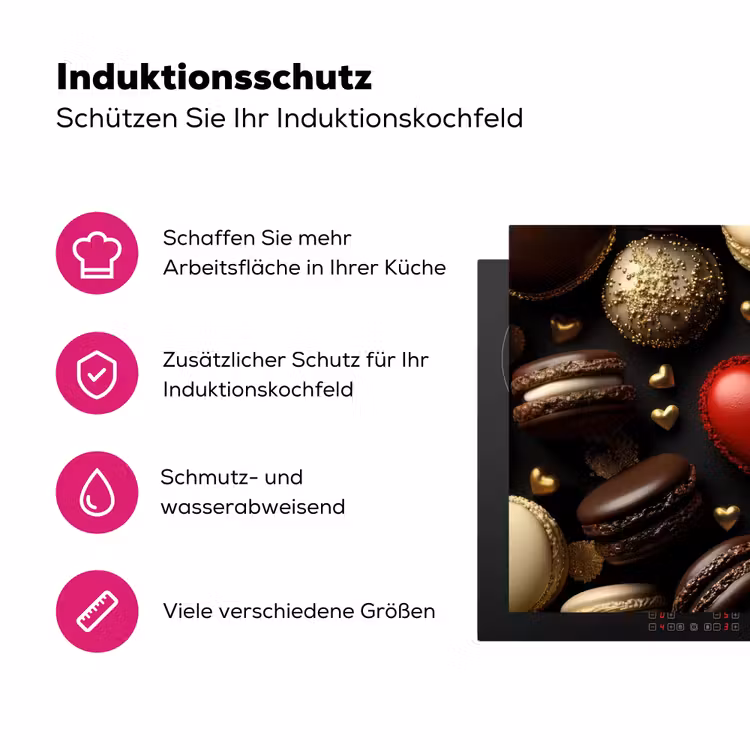 Macarons - Rood - Hart Inductie beschermer vinyl 3mm klein -zzzzzzz-lf-ups
