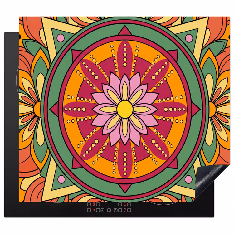 Mandala - Bloemen - Abstract - Kleurrijk Inductie beschermer vinyl 3mm middel -3d