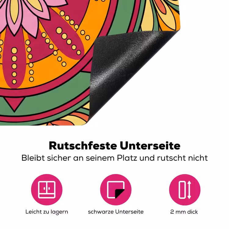 Mandala - Bloemen - Abstract - Kleurrijk Inductie beschermer vinyl 3mm middel -zzzzzzz-lf-onderkant