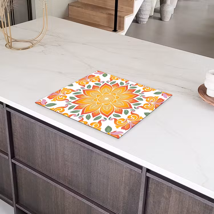 Mandala - Bloemen - Decoratie - Kleurrijk - Abstract Inductie beschermer vinyl 3mm middel -sfeer8