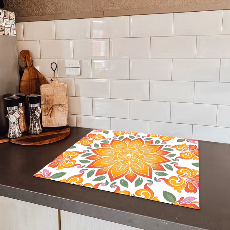 Mandala - Bloemen - Decoratie - Kleurrijk - Abstract Inductie beschermer vinyl 3mm middel -sfeer3