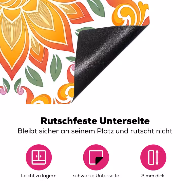Mandala - Bloemen - Decoratie - Kleurrijk - Abstract Inductie beschermer vinyl 3mm middel -zzzzzzz-lf-onderkant