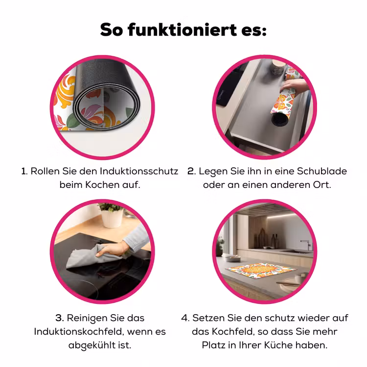 Mandala - Bloemen - Decoratie - Kleurrijk - Abstract Inductie beschermer vinyl 3mm middel -zzzzzzz-lf-werking