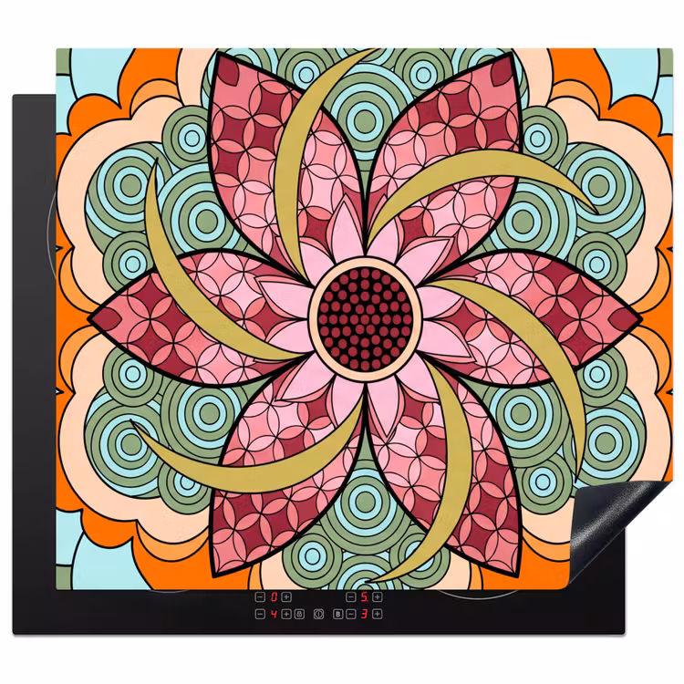 Mandala - Geometrisch - Kunst - Decoratief - Kleurrijk Inductie beschermer vinyl 3mm middel -3d
