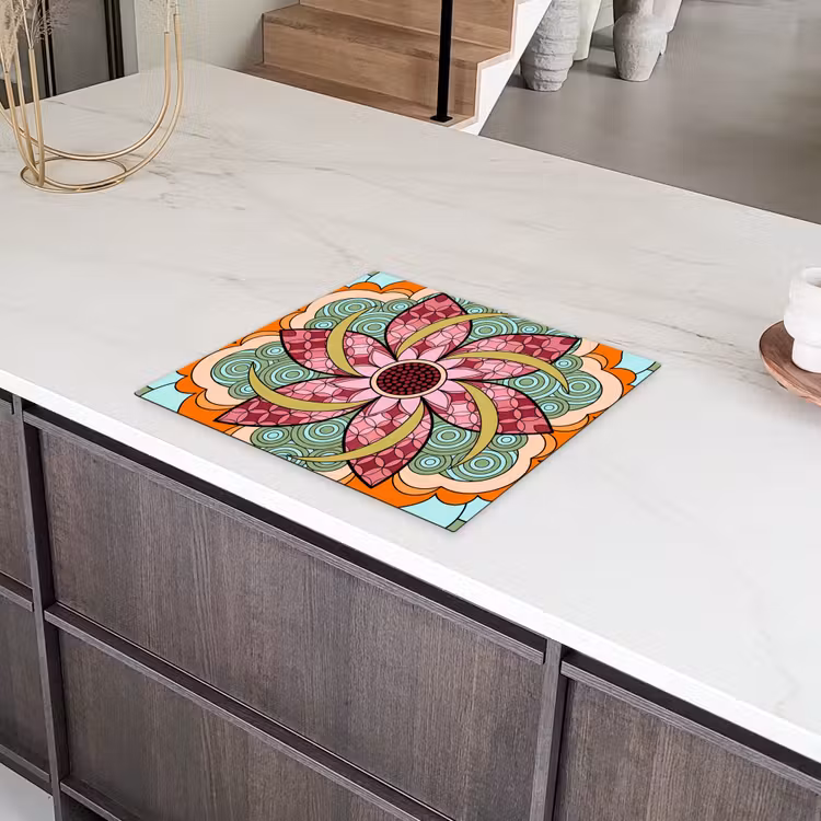 Mandala - Geometrisch - Kunst - Decoratief - Kleurrijk Inductie beschermer vinyl 3mm middel -sfeer8