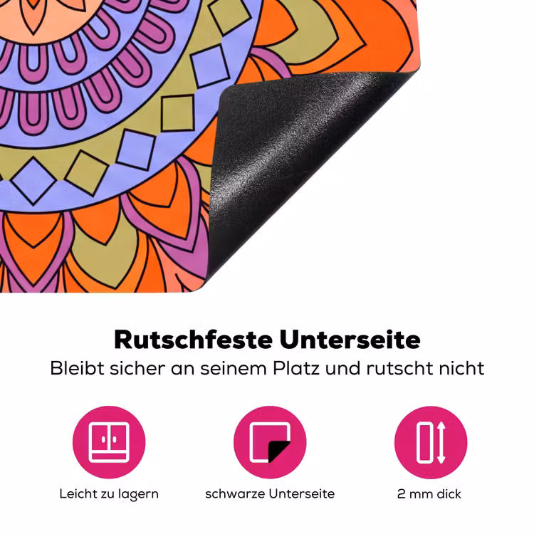 Mandala - Cirkel - Abstract - Kleurrijk - Patroon Inductie beschermer vinyl 3mm middel -zzzzzzz-lf-onderkant