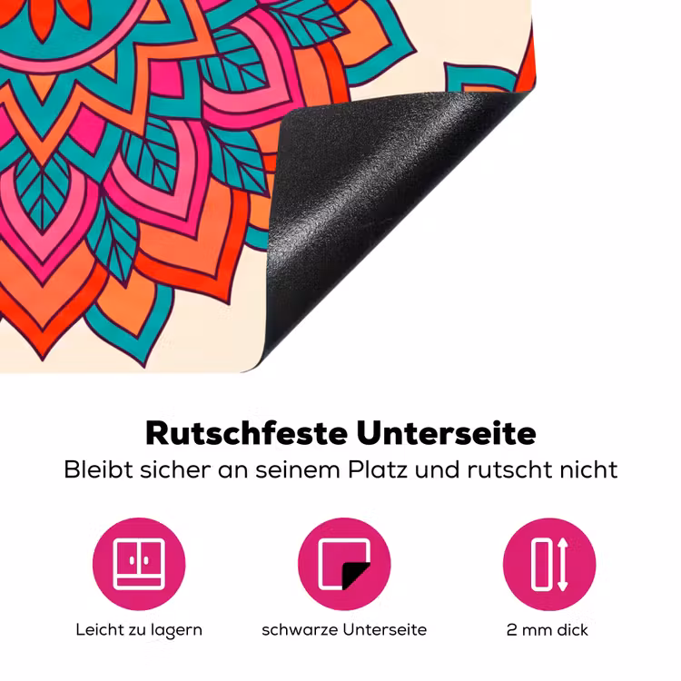 Mandala - Patroon - Abstract - Kleurrijk - Modern Inductie beschermer vinyl 3mm middel -zzzzzzz-lf-onderkant