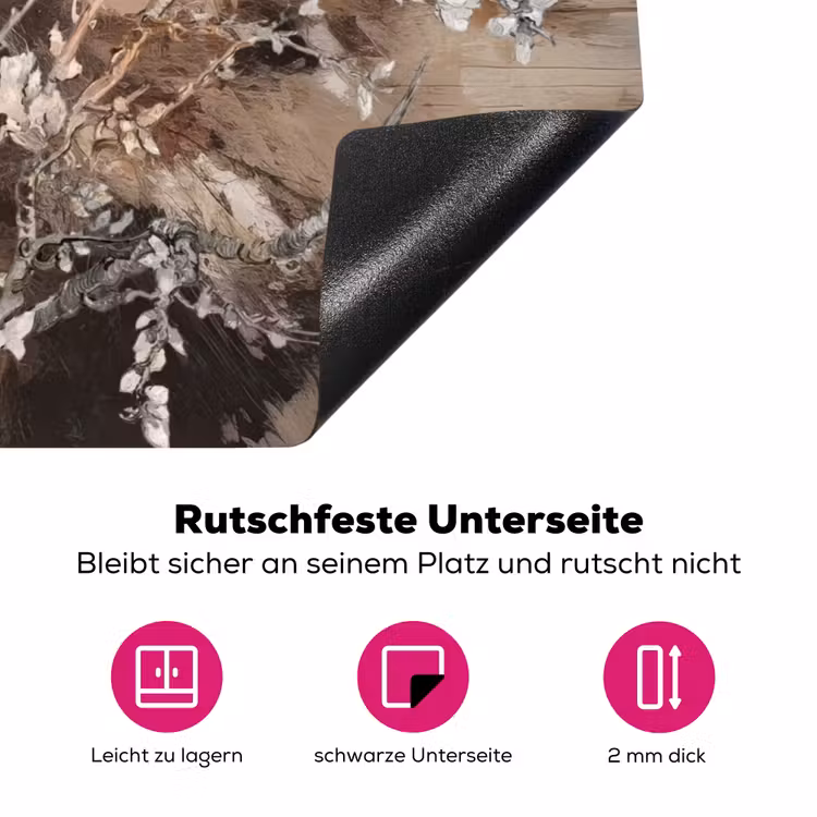 Amandelbloesem - Kunst - Van Gogh - Beige - Abstract Inductie beschermer vinyl 3mm klein -zzzzzzz-lf-onderkant