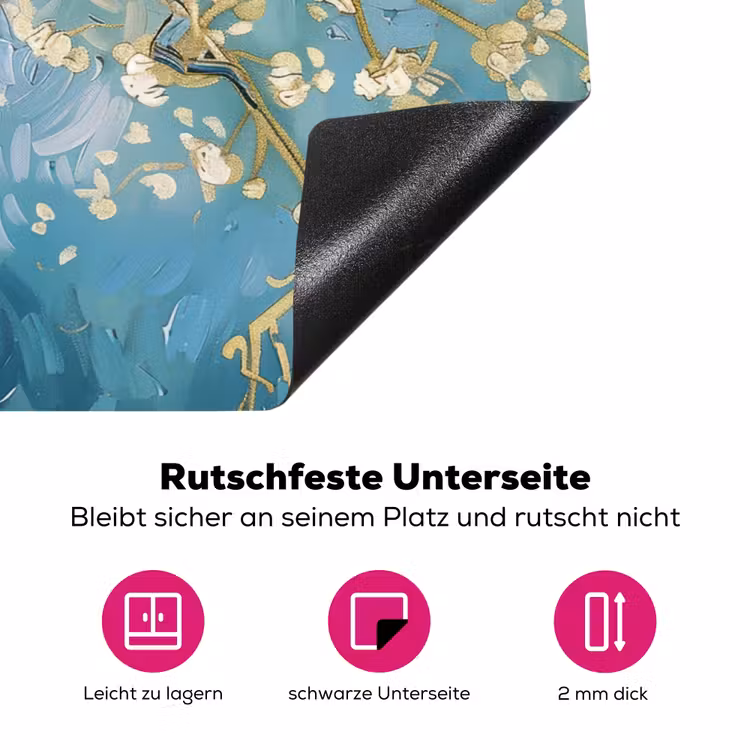 Amandelbloesem boom - Blauw - Abstract Inductie beschermer vinyl 3mm klein -zzzzzzz-lf-onderkant