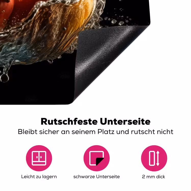 Mango - Fruit - Water - Zwart - Bladeren Inductie beschermer vinyl 3mm klein -zzzzzzz-lf-onderkant