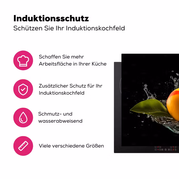 Mango - Fruit - Water - Zwart - Bladeren Inductie beschermer vinyl 3mm klein -zzzzzzz-lf-ups