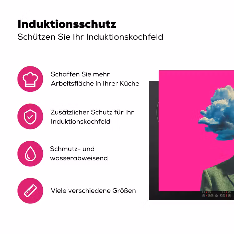 Man - Pak - Wolk - Roze Inductie beschermer vinyl 3mm klein -zzzzzzz-lf-ups