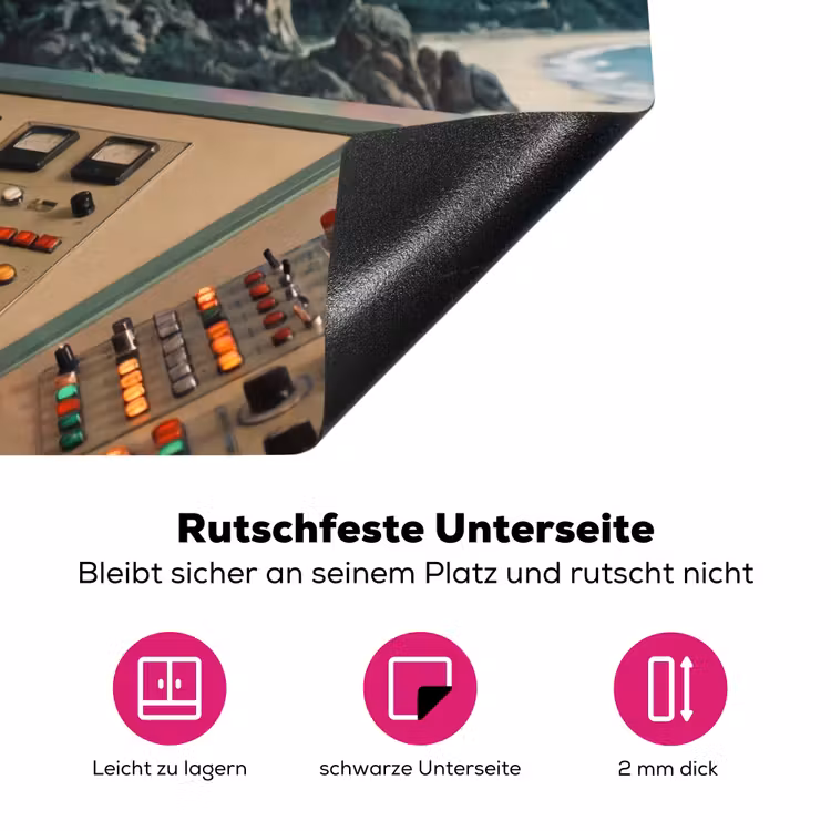 Herdabdeckplatte - Mann – Kontrollraum – Strand - Man - Controlekamer - Strand Inductie beschermer vinyl 3mm middel