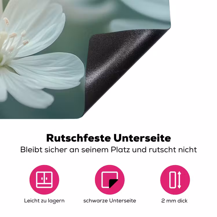 Lieveheersbeestje - Bloemen - Wit Inductie beschermer vinyl 3mm klein -zzzzzzz-lf-onderkant