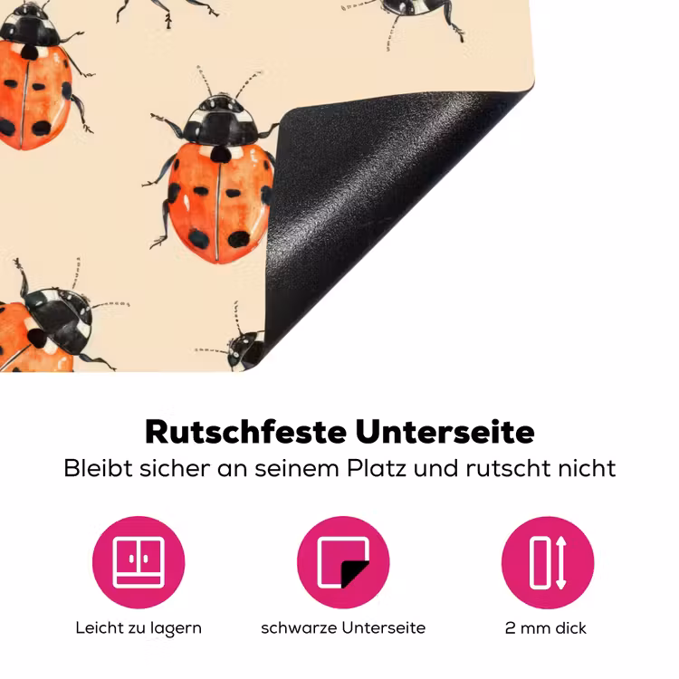 Lieveheersbeestjes - Patroon - Rood Inductie beschermer vinyl 3mm klein 276 -zzzzzzz-lf-onderkant