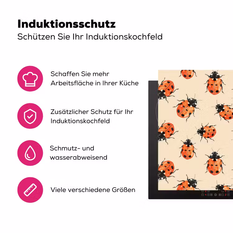 Lieveheersbeestjes - Patroon - Rood Inductie beschermer vinyl 3mm klein 276 -zzzzzzz-lf-ups