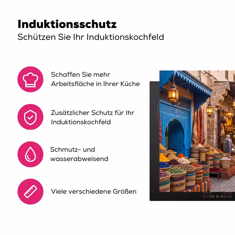 Herdabdeckplatte - Markt – Orientalisch – Farbenfroh - Markt - Oosters - Kleurrijk Inductie beschermer vinyl 3mm middel