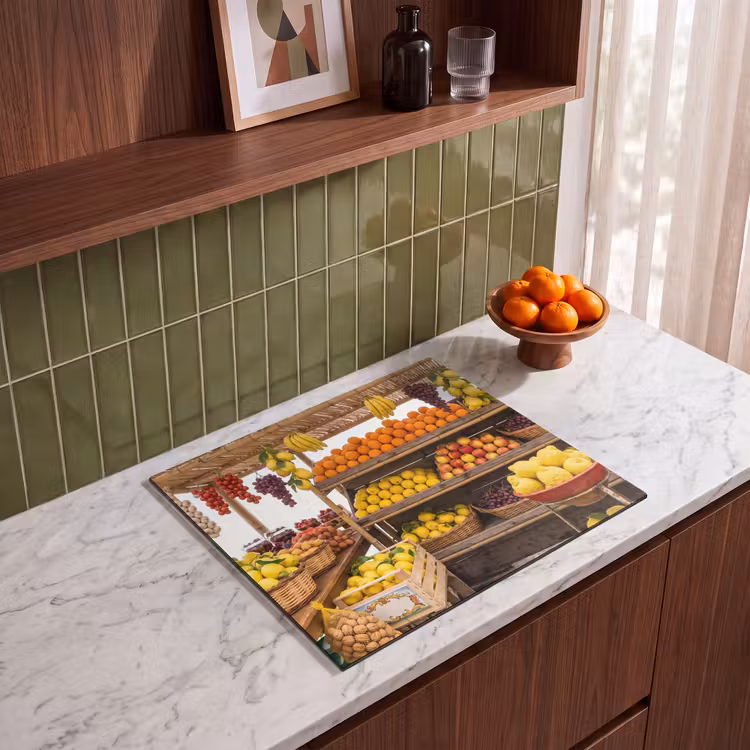 Herdabdeckplatte - Marktstand – Obst – Frisch - Marktkraam - Fruit - Vers Inductie beschermer vinyl 3mm middel