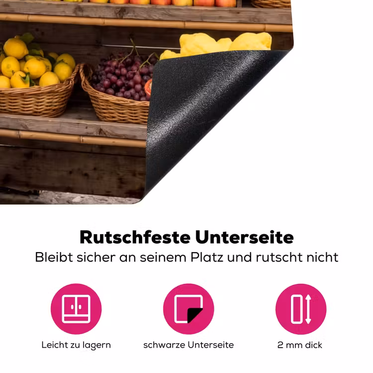 Herdabdeckplatte - Marktstand – Obst – Frisch - Marktkraam - Fruit - Vers Inductie beschermer vinyl 3mm middel