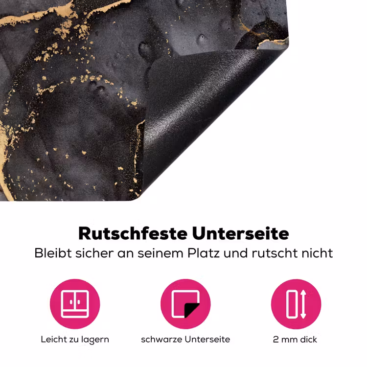 Marmer - Abstract - Goud - Grijs Inductie beschermer vinyl 3mm middel -zzzzzzz-lf-onderkant