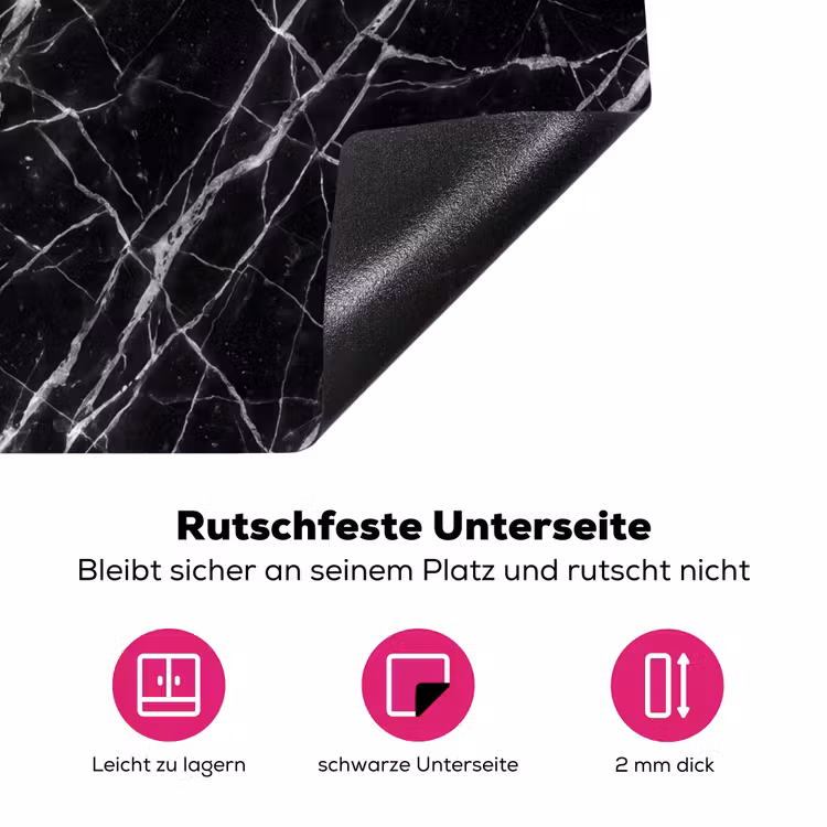 Marmer - Aders - Abstract - Zwart Inductie beschermer vinyl 3mm middel -zzzzzzz-lf-onderkant