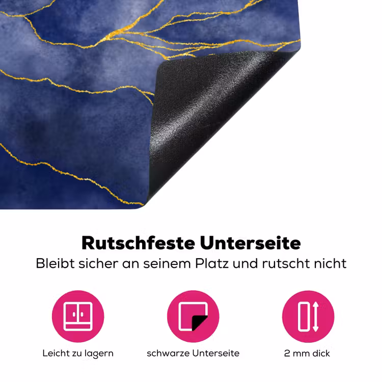 Marmer - Blauw - Marmerlook - Goud - Textuur Inductie beschermer vinyl 3mm klein -zzzzzzz-lf-onderkant