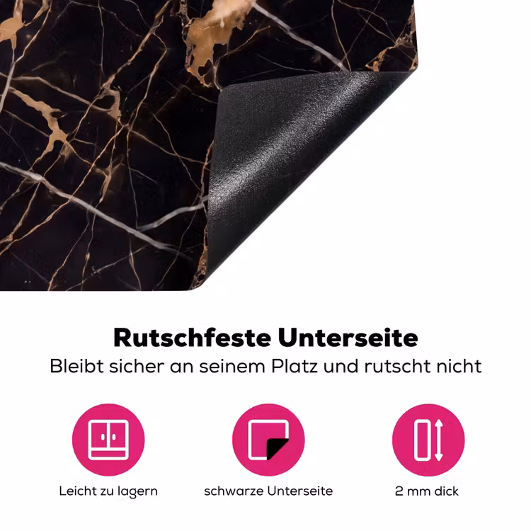 Marmer - Goud - Abstract - Zwart Inductie beschermer vinyl 3mm middel -zzzzzzz-lf-onderkant