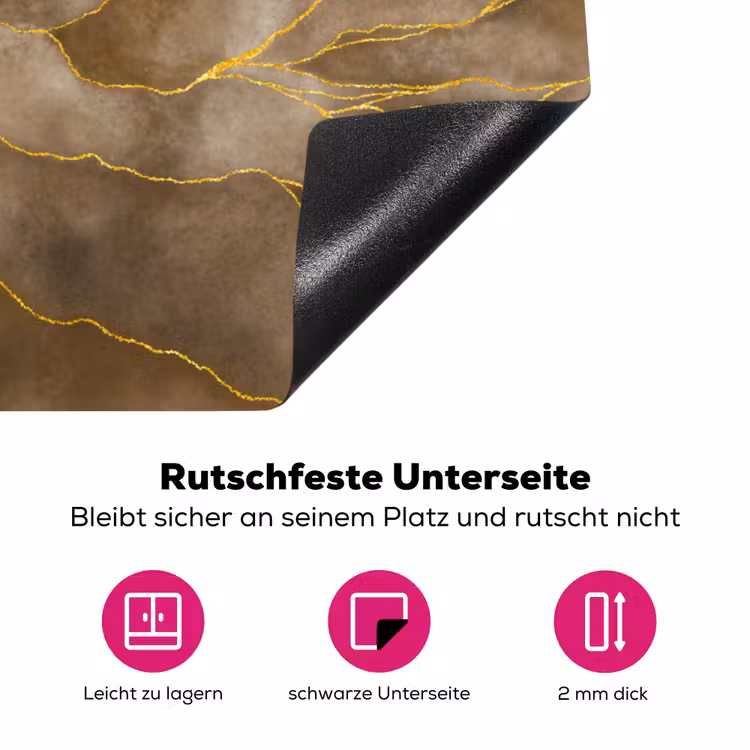 Marmer - Goud - Bruin - Textuur - Marmerlook Inductie beschermer vinyl 3mm klein -zzzzzzz-lf-onderkant