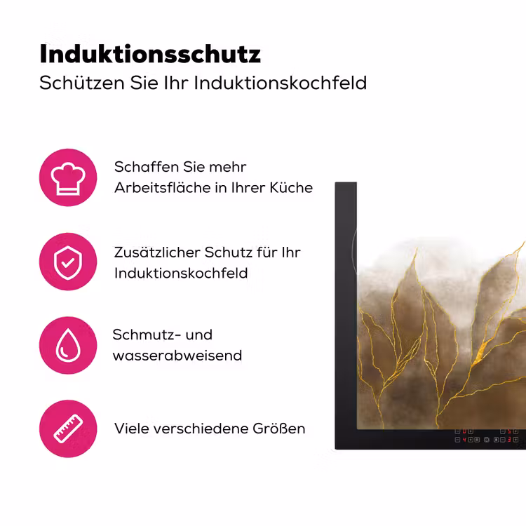 Marmer - Goud - Bruin - Textuur - Marmerlook Inductie beschermer vinyl 3mm klein -zzzzzzz-lf-ups