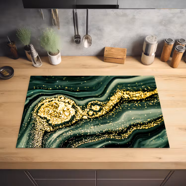 Marmer - Goud - Glitter - Groen - Marmerlook - Luxe Inductie beschermer vinyl 3mm klein -sfeer5