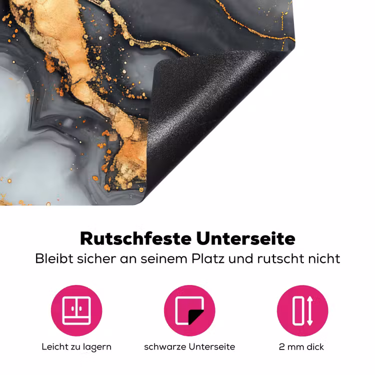 Marmer - Goud - Grijs - Zwart - Structuur Inductie beschermer vinyl 3mm middel -zzzzzzz-lf-onderkant