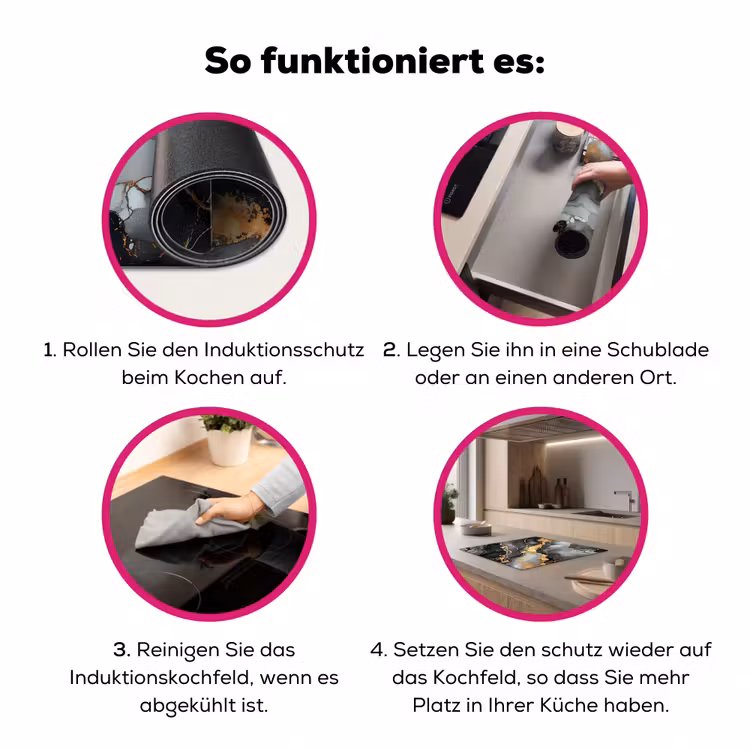 Marmer - Goud - Grijs - Zwart - Structuur Inductie beschermer vinyl 3mm middel -zzzzzzz-lf-werking