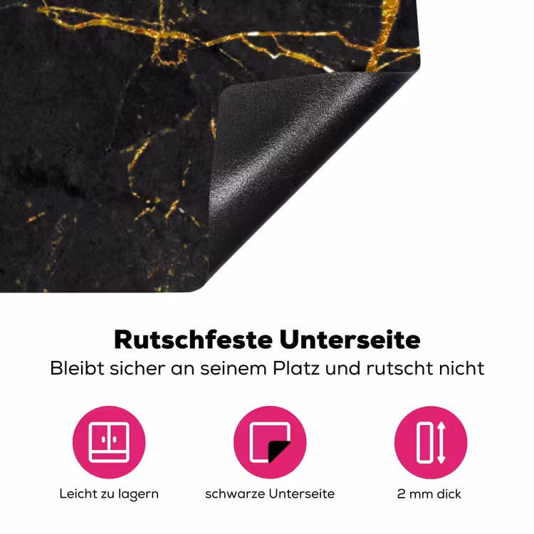 Marmer - Goud - Zwart - Marmerlook - Luxe - Glitter Inductie beschermer vinyl 3mm klein -zzzzzzz-lf-onderkant
