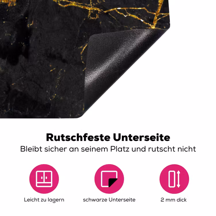 Marmer - Goud - Zwart - Marmerlook - Luxe - Glitter Inductie beschermer vinyl 3mm middel -zzzzzzz-lf-onderkant