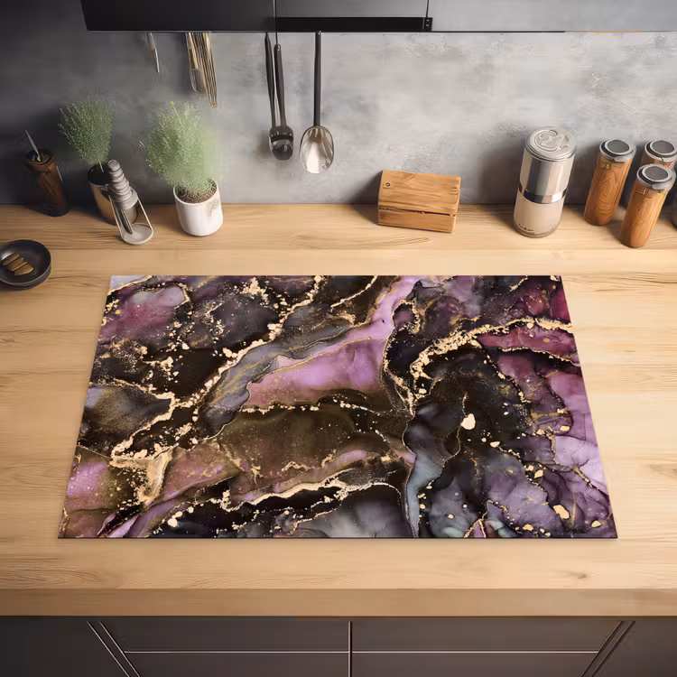 Marmer - Gold - Steen - Abstract Inductie beschermer vinyl 3mm klein -sfeer5